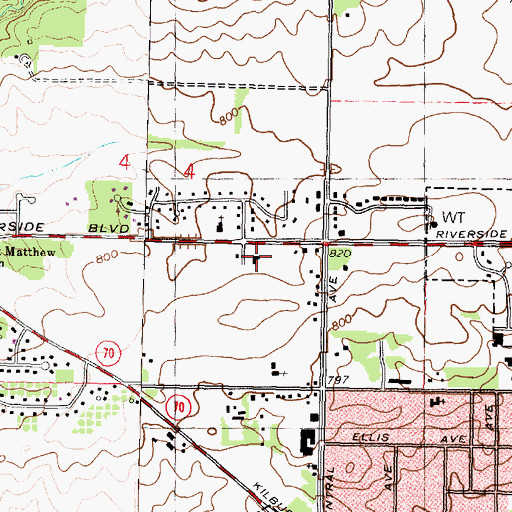 Topographic Map of Riverside Assembly of God Church, IL