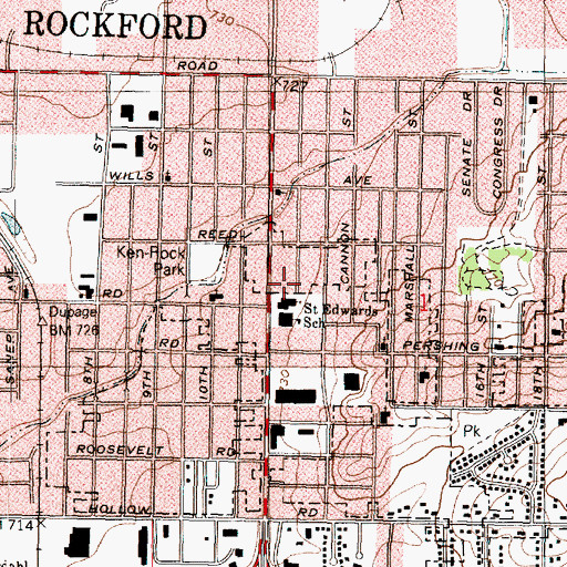 Topographic Map of Saint Edwards Community Center, IL
