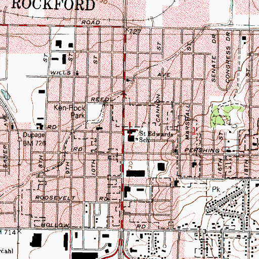 Topographic Map of Saint Edwards Roman Catholic Church, IL