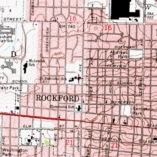 Topographic Map of Saint Patricks Roman Catholic Church, IL