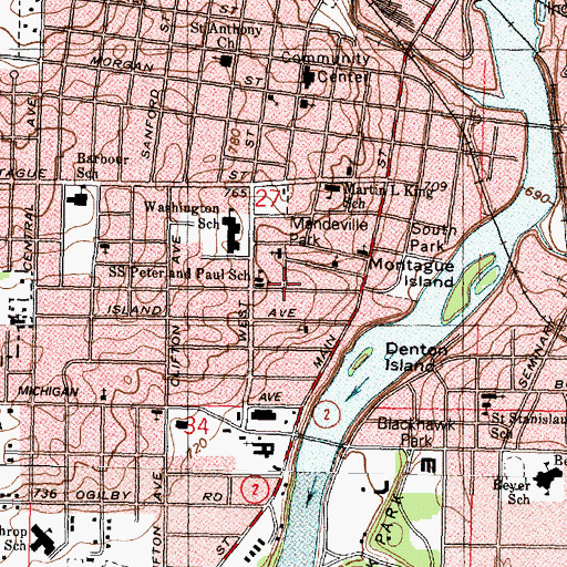 Topographic Map of Saints Peter and Paul Apostles Roman Catholic Church, IL