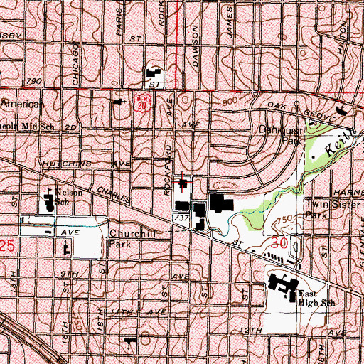 Topographic Map of Salvation Army Temple, IL