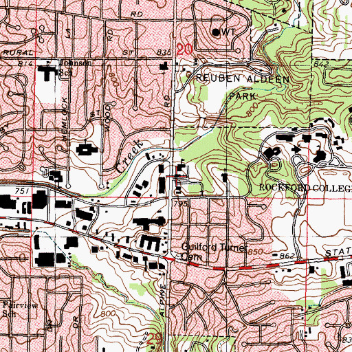 Topographic Map of Seventh Day Adventist Church, IL