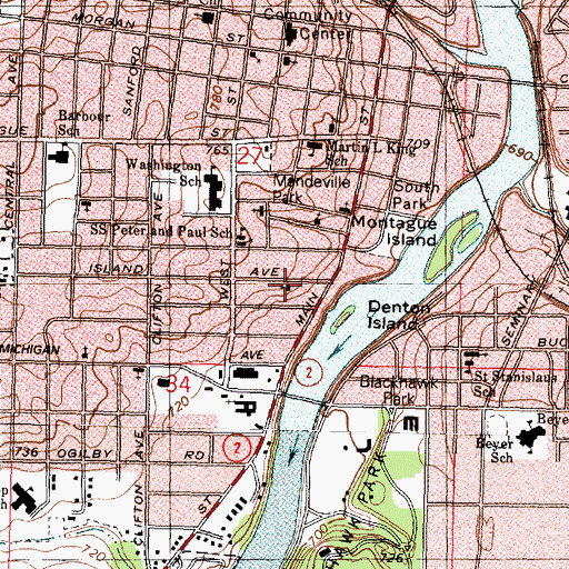 Topographic Map of Southside Church of God, IL