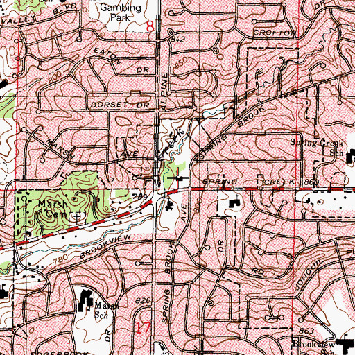 Topographic Map of Spring Creek Congregational Church, IL