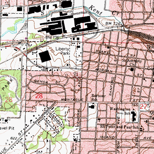 Topographic Map of Temple of Blessing Church of God in Christ, IL