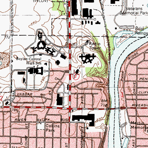 Topographic Map of The Oaks Park, IL