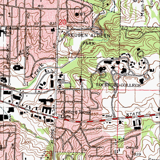Topographic Map of The Unitarian Church, IL