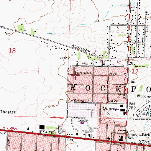 Topographic Map of United Faith Baptist Church, IL