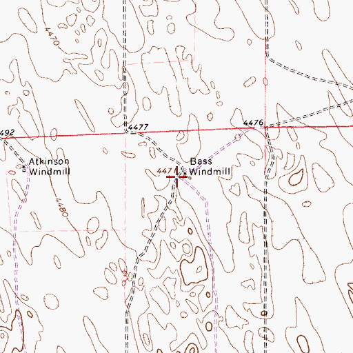 Topographic Map of Bass Windmill, CO