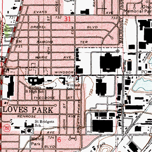 Topographic Map of Windsor Baptist Church, IL