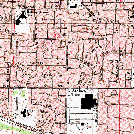 Topographic Map of Woodside Congregational Church, IL
