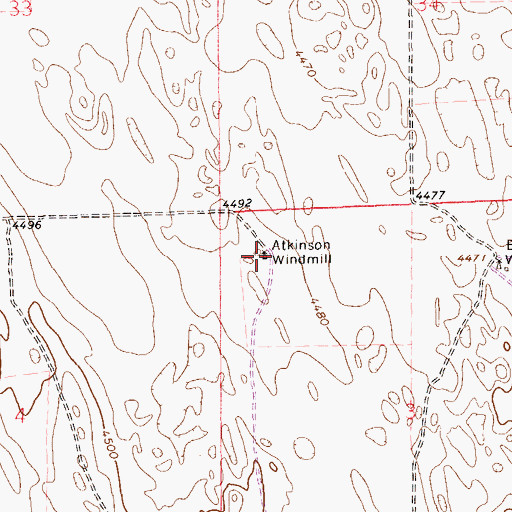 Topographic Map of Atkinson Windmill, CO