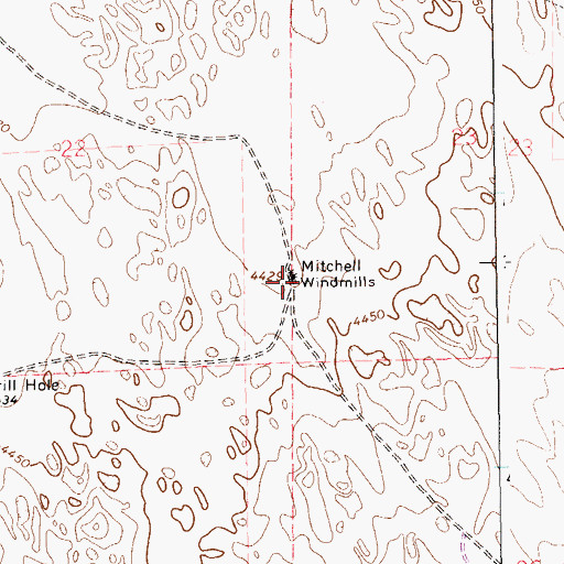 Topographic Map of Mitchell Windmills, CO