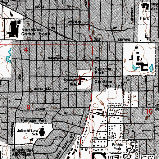 Topographic Map of Dunton School, IL