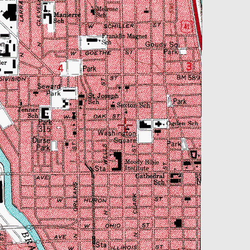 Topographic Map of Annunciation Greek Orthodox Cathedral, IL