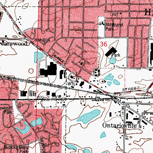 Topographic Map of Hanover Park Village Hall, IL