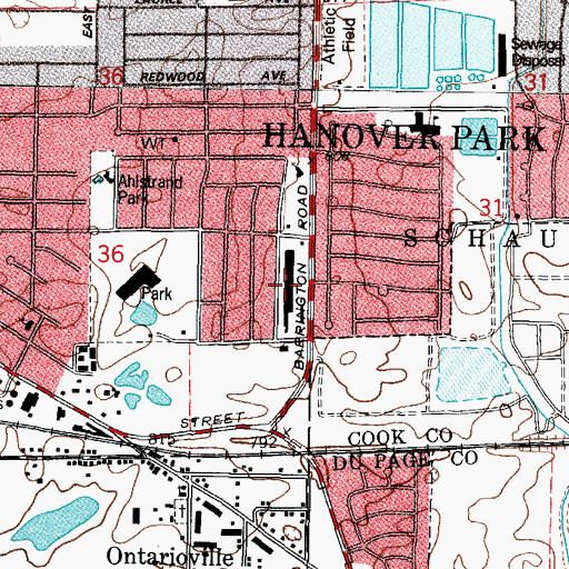 Topographic Map of Hanover Square Shopping Center, IL