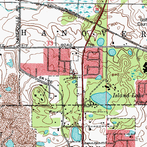 Topographic Map of Hanover Township Office, IL