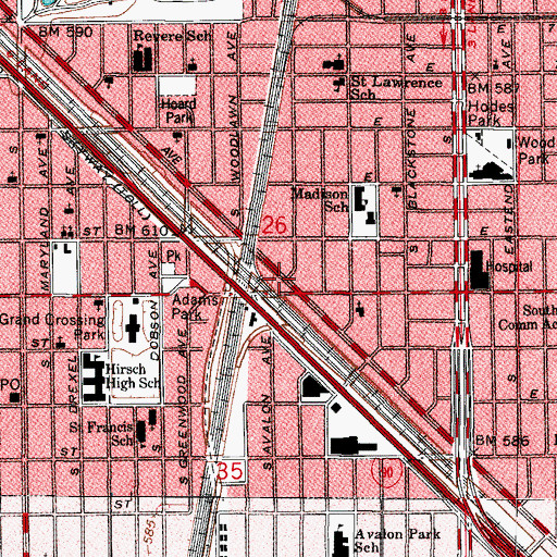 Topographic Map of Harriet C Harris Private School, IL