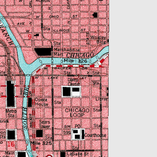 Topographic Map of Harris Theater, IL