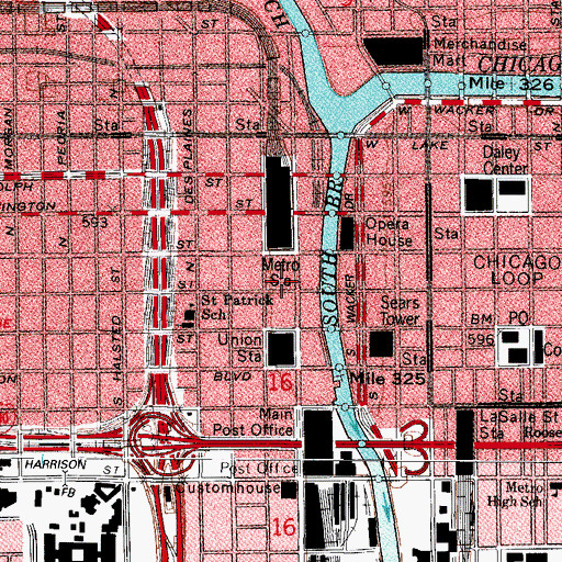 Topographic Map of Heller International Tower, IL
