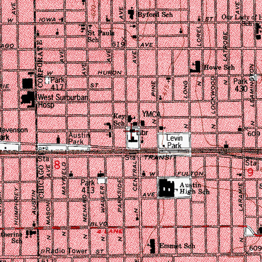 Topographic Map of Henry W Austin Branch Chicago Public Library, IL