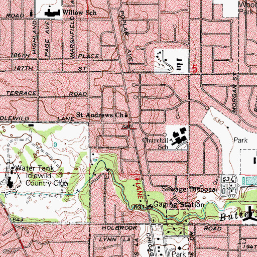 Topographic Map of Heritage Park, IL