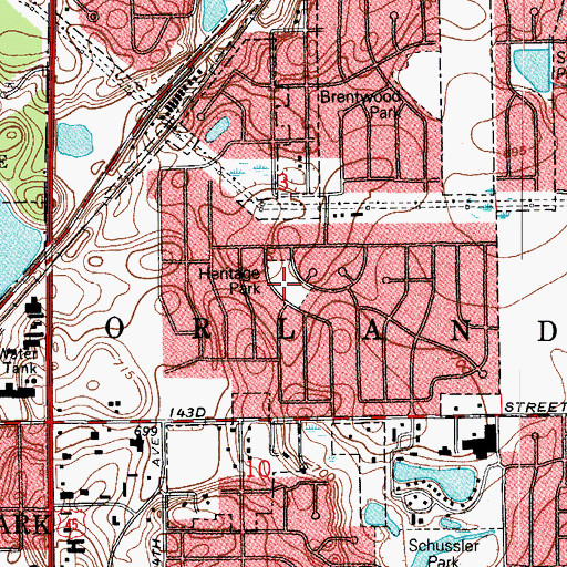Topographic Map of Heritage Park, IL