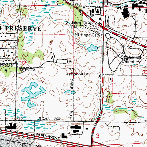 Topographic Map of Highland Woods Golf Course, IL