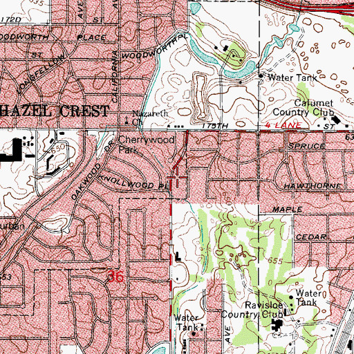 Topographic Map of Hillcrest Park, IL