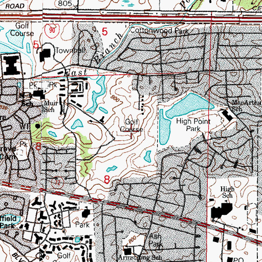 Topographic Map of Hilldale Country Club, IL