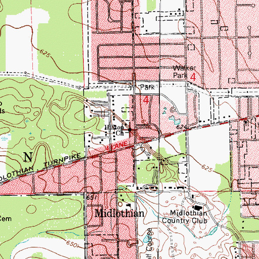 Topographic Map of Hilltop Church, IL