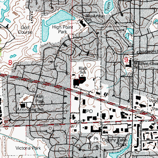 Topographic Map of Hoffman Estates High School, IL