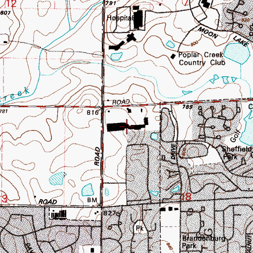 Topographic Map of Hoffman Village Shopping Center, IL