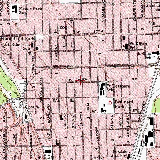 Topographic Map of Holy Gethsemane Church of God in Christ, IL