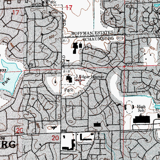 Topographic Map of Hoover Park, IL