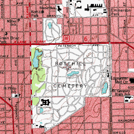 Topographic Map of Horatio N May Chapel, IL