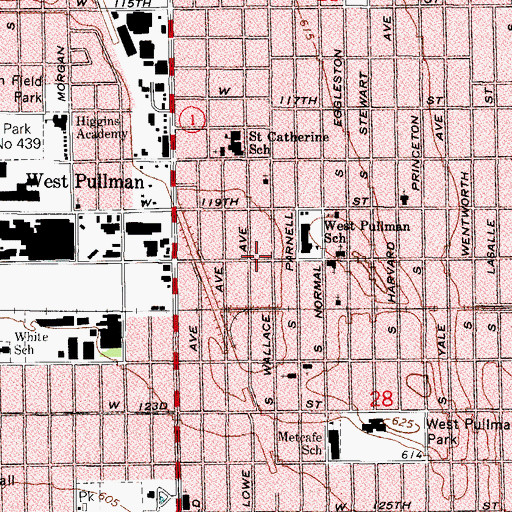 Topographic Map of House of Prayer Temple Church of God in Christ, IL