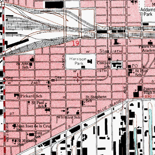 Topographic Map of Gads Hill Center Social Settlement, IL