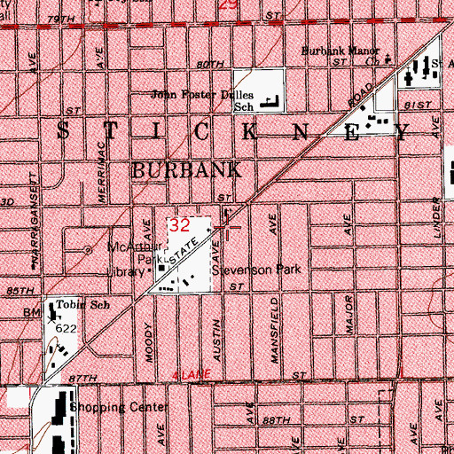 Topographic Map of Garden School for the Handicapped, IL