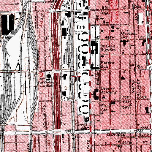 Topographic Map of Garfield Alternative High School, IL