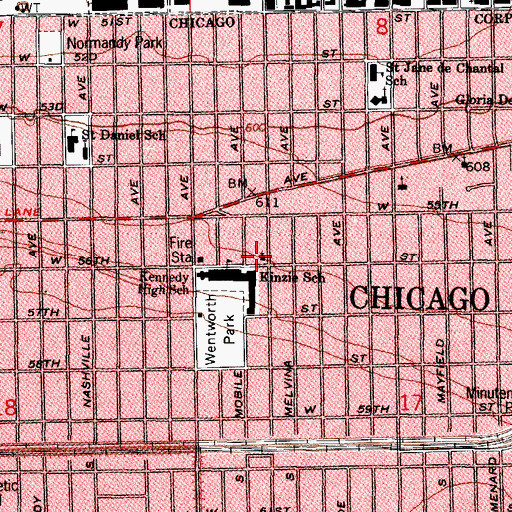 Topographic Map of Garfield Ridge Presbyterian Church, IL
