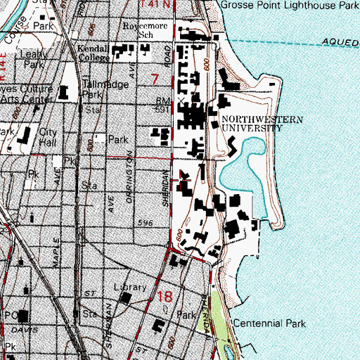 Topographic Map of Garrett Evangelical Theological Seminary, IL