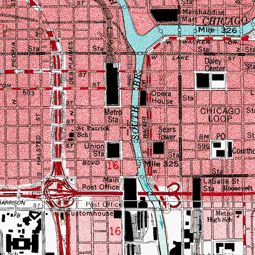 Topographic Map of Gateway Center II, IL