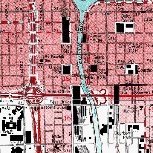 Topographic Map of Gateway Center IV, IL