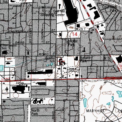 Topographic Map of Gemini Junior High School, IL
