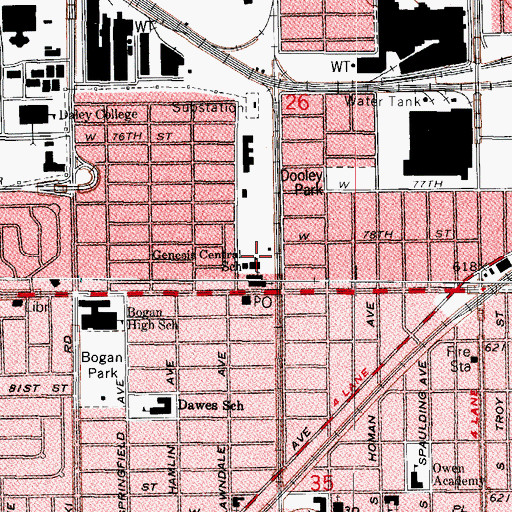 Topographic Map of Genesis Central School, IL