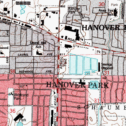 Topographic Map of George Georgen Memorial Baseball Fields, IL