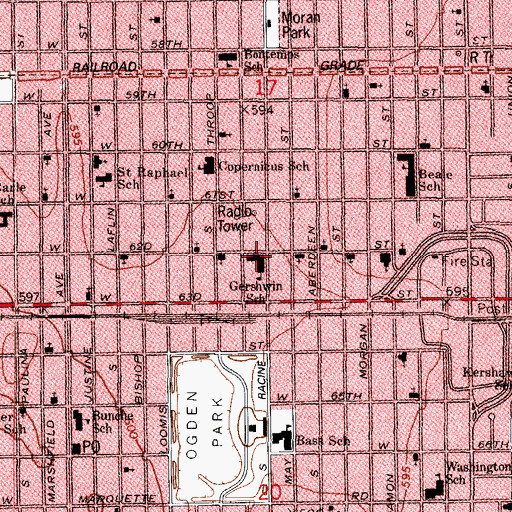 Topographic Map of Gershwin Elementary School, IL